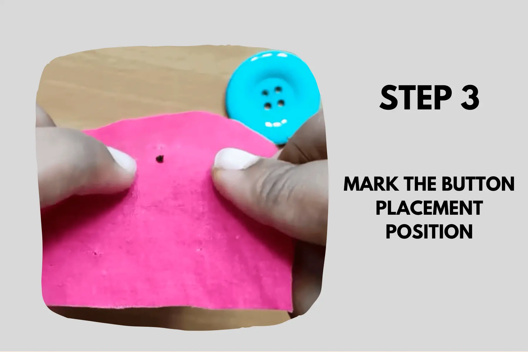 Marking the place for sewing 4 hole button 