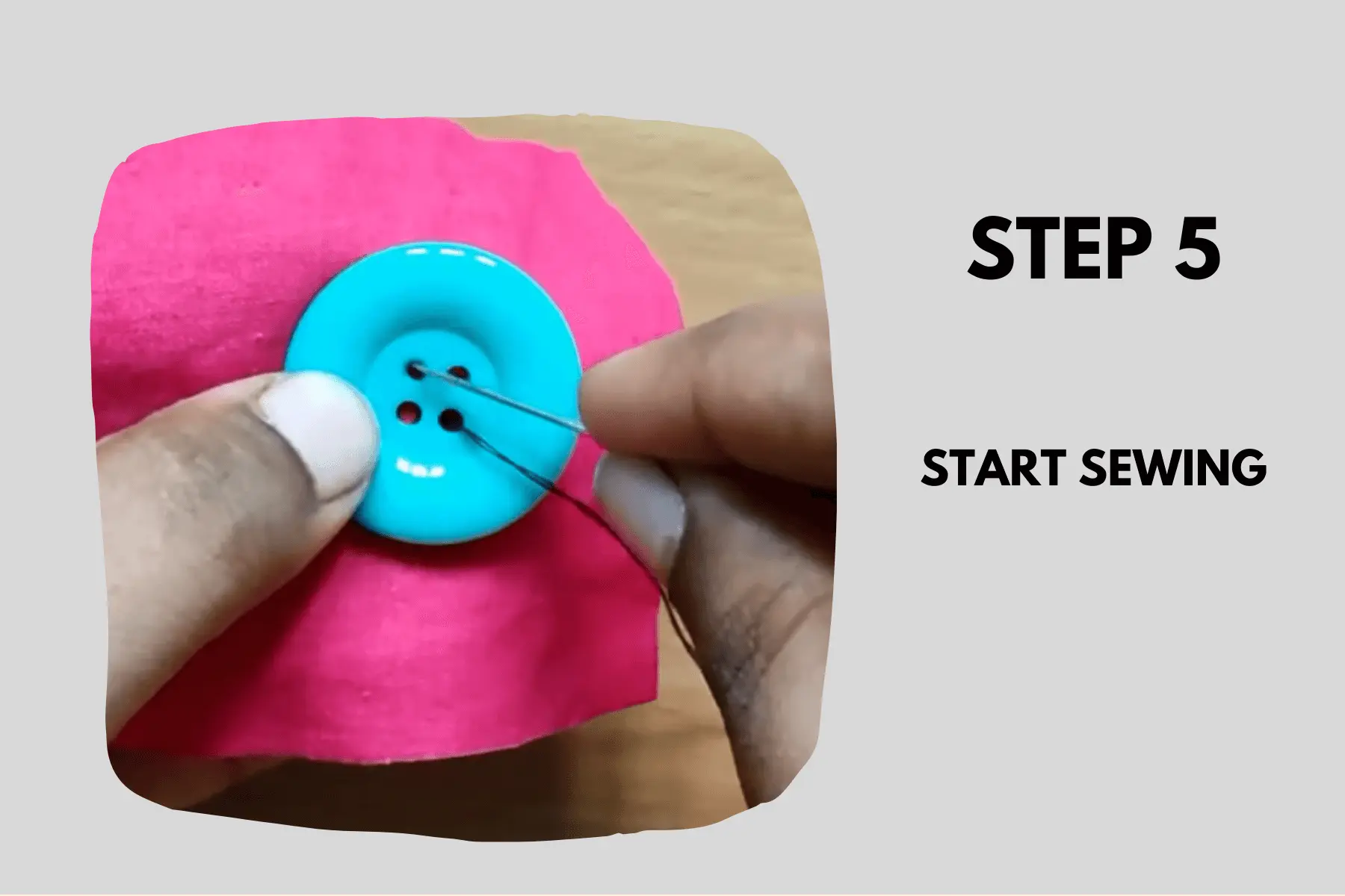 Sewing four hole button